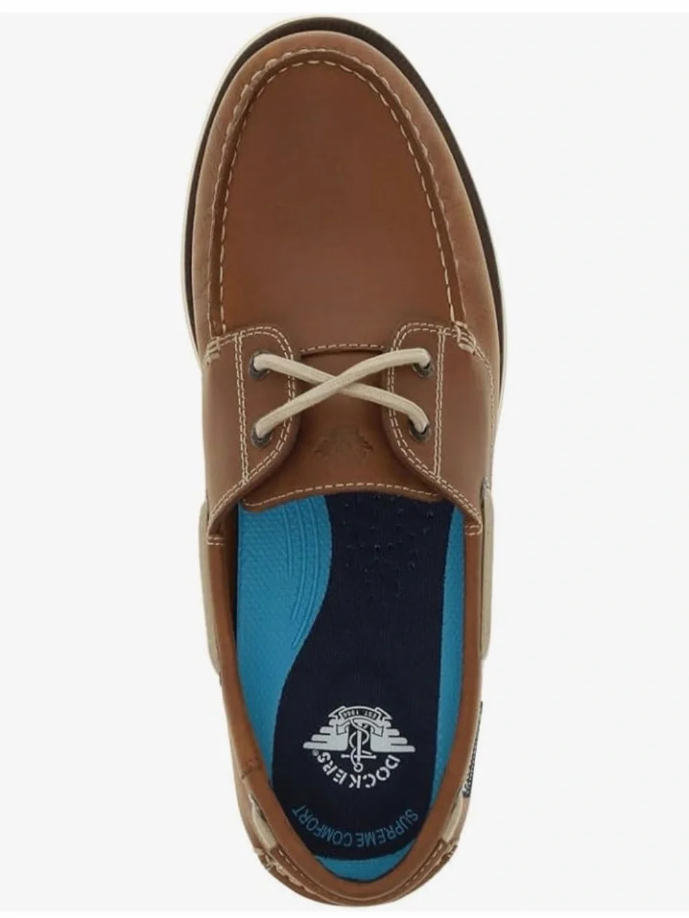 Men's or Boy's Dockers Dennison Brown Leather Lace-Up Boat Shoes Size 8M